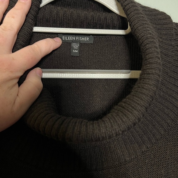 Eileen Fisher brown merino wool turtle neck poncho shawl - Picture 2 of 3